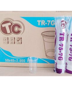 แก้วแข็งใสไม่แตก TR-7G แก้วPETขนาด 7 ออนซ์ ปาก 75 mm. ยี่ห้อTC ยกลัง 2,000 ใบ