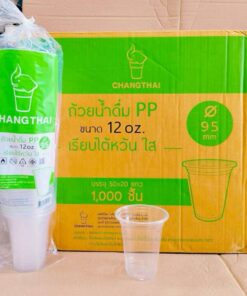 Alternative view of แก้วพลาสติก แก้ว 12 ออนซ์ ปาก 95 mm. เรียบใส ยี่ห้อช้างไทย (ยกลัง) 1,000 ใบ