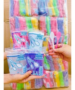 ช้อนไอศครีม ช้อนไอติม ช้อนรีน่า พลาสติก สีขาว - ใส - คละสี - สีโปร่งแสง ยี่ห้อSB ยกหิ้ว 10 มัด
