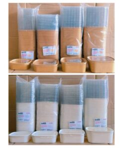 กล่องอาหารวงรี สี คราฟท์ - ขาว พร้อมฝาPETรุ่นLite ขนาด 360 , 500 ,  750 , 1.000 ml. 10แพค(1ลัง)ยี่ห้อBoxjourney