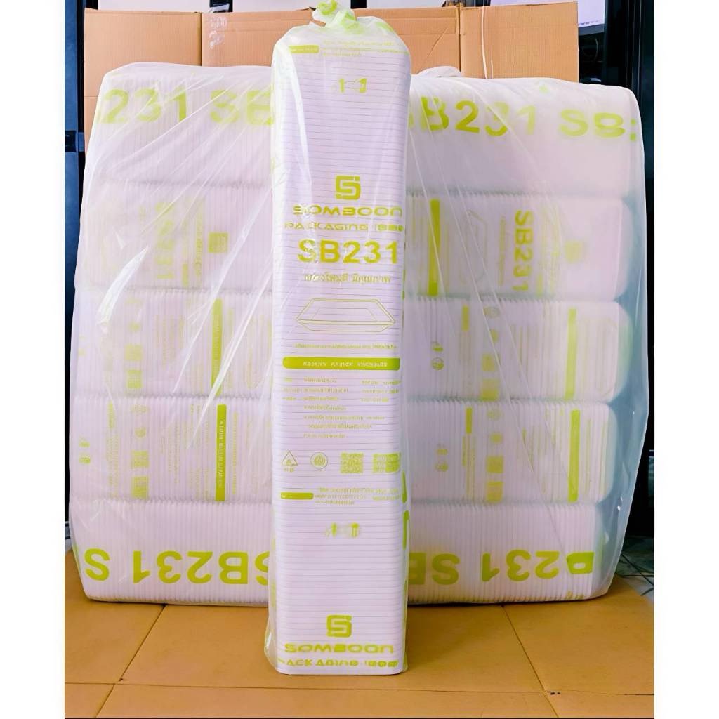 (ยกหิ้ว 10 แพค) โฟม SB 231 แพคละ 100 ชิ้น ถาด ขนาด 17x17x2 cm. - Image 2