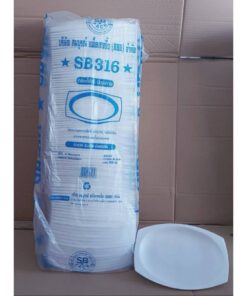 (ยกหิ้ว 10 แพค) โฟม SB 316 แพคละ 100 ชิ้น จานเปล ขนาด 16x23.5x2 cm.