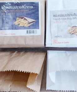 (ชุดละ 5 แพค) ซองเฟรนฟราย สีน้ำตาล - ขาว ขนาด 4.5 × 4.5 นิ้ว แพคละ 100 ใบ ยี่ห้อSUNPAC
