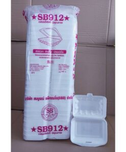 (ยกหิ้ว 7 แพค) โฟม SB 912 แพคละ 100 ชิ้น กล่องข้าวก้นจีบ ขนาด 11.2x16.8x3 cm.