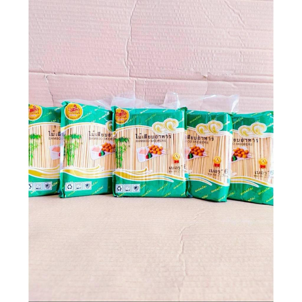 ไม้เสียบอาหาร ไม้เสียบลูกชิ้น ขนาด 6 , 7 , 8 , 9 นิ้ว ตราแพะ ยกลัง 20 แพค - Image 3