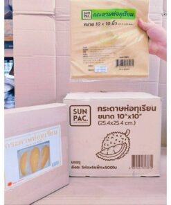 กระดาษห่อทุเรียน 10x10 นิ้ว หนา 21 แกรม ยกลัง 5 รีม ยี่ห้อSUNPAC.
