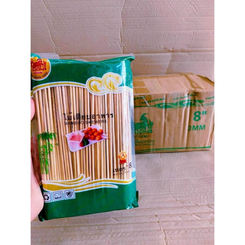 ไม้เสียบอาหาร ไม้เสียบลูกชิ้น ขนาด 6 , 7 , 8 , 9 นิ้ว ตราแพะ ยกลัง 20 แพค - Image 9