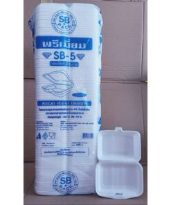 (ยกหิ้ว 7 แพค) โฟม SB 5 (champ5) แพคละ 100 ชิ้น กล่องข้าวก้นเรียบ(ใหญ่) ขนาด 12.5x17.8x5.5 cm.