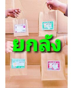 ถุงกระดาษ หูหิ้ว ขนาด MINI , M , L , XL  ความหนา125 แกรม ยกลัง ยี่ห้อ TK , ถูกดี(SUNPAC) ,โชคดี