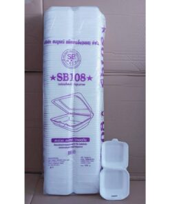 (ยกหิ้ว 10 แพค) โฟม SB 108 แพคละ 100 ชิ้น กล่องข้าวเหนียวหมู ขนาด 11.5x11.5x2.9 cm.
