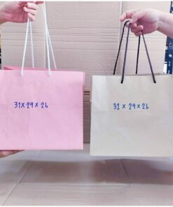 ถุงกระดาษหูหิ้ว หูเชือก ใส่กล่องเค้ก 3 ปอนด์ (31x29x26) น้ำตาล สีชมพู แพคละ 10 ใบ ยี่ห้อ Boxjourney