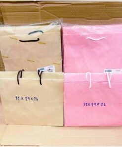 Alternative view of ถุงกระดาษหูหิ้ว หูเชือก ใส่กล่องเค้ก 3 ปอนด์ (31x29x26) น้ำตาล สีชมพู แพคละ 10 ใบ ยี่ห้อ Boxjourney