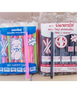 หลอดมุก หลอดไข่มุก พลาสติก ยี่ห้อLUCKY CAT และ ปลาคาฟ (ยกลัง) 20 แพค