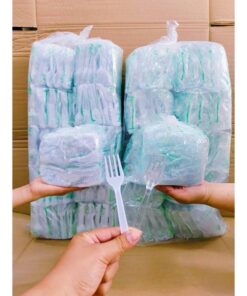 ส้อมพลาสติก ส้อมส้มตำ ส้อมเล็ก สีขาว - ใส ยี่ห้อSB ยกหิ้ว 10 มัด จำนวน 5,000 คัน