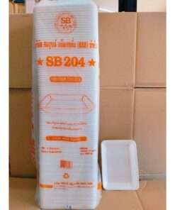 (ยกหิ้ว 10 แพค) โฟม SB 204 แพคละ 100 ชิ้น ถาด(ไม่เจาะรู) ขนาด 18.8x25.2x3.4 cm.