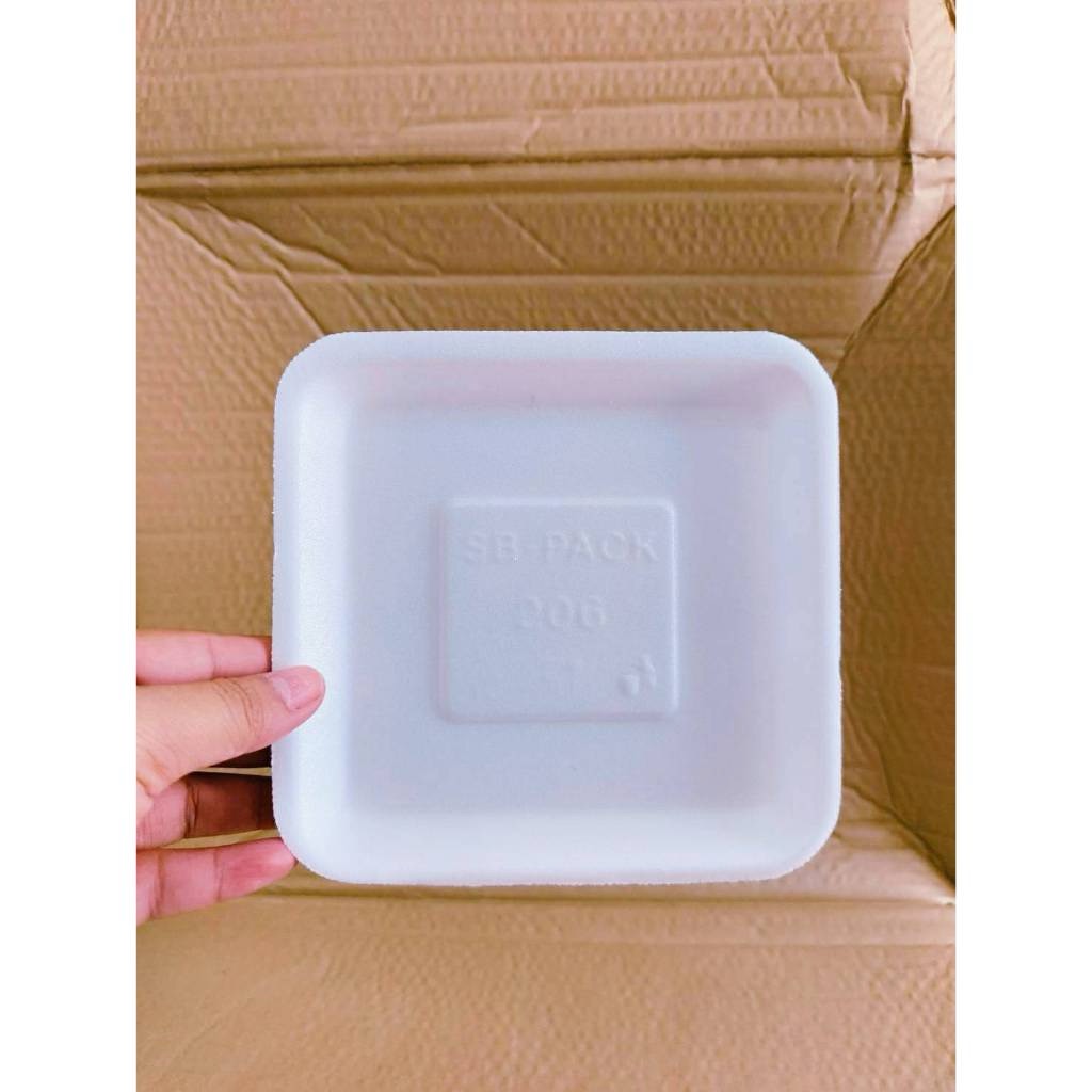 (ยกหิ้ว 20 แพค) โฟม SB 206 แพคละ 100 ชิ้น ถาด ขนาด 15x15x1.5 cm. - Image 5