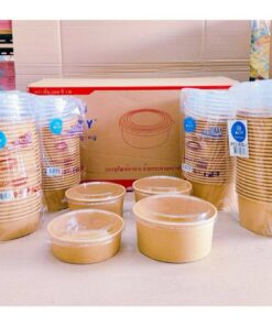 Alternative view of ถ้วยกระดาษคราฟท์ 500 , 750 , 1000 , 1300 ml. ทรงกลม พร้อมฝาOPS ยกลัง 300 ชุด ยี่ห้อNLTY